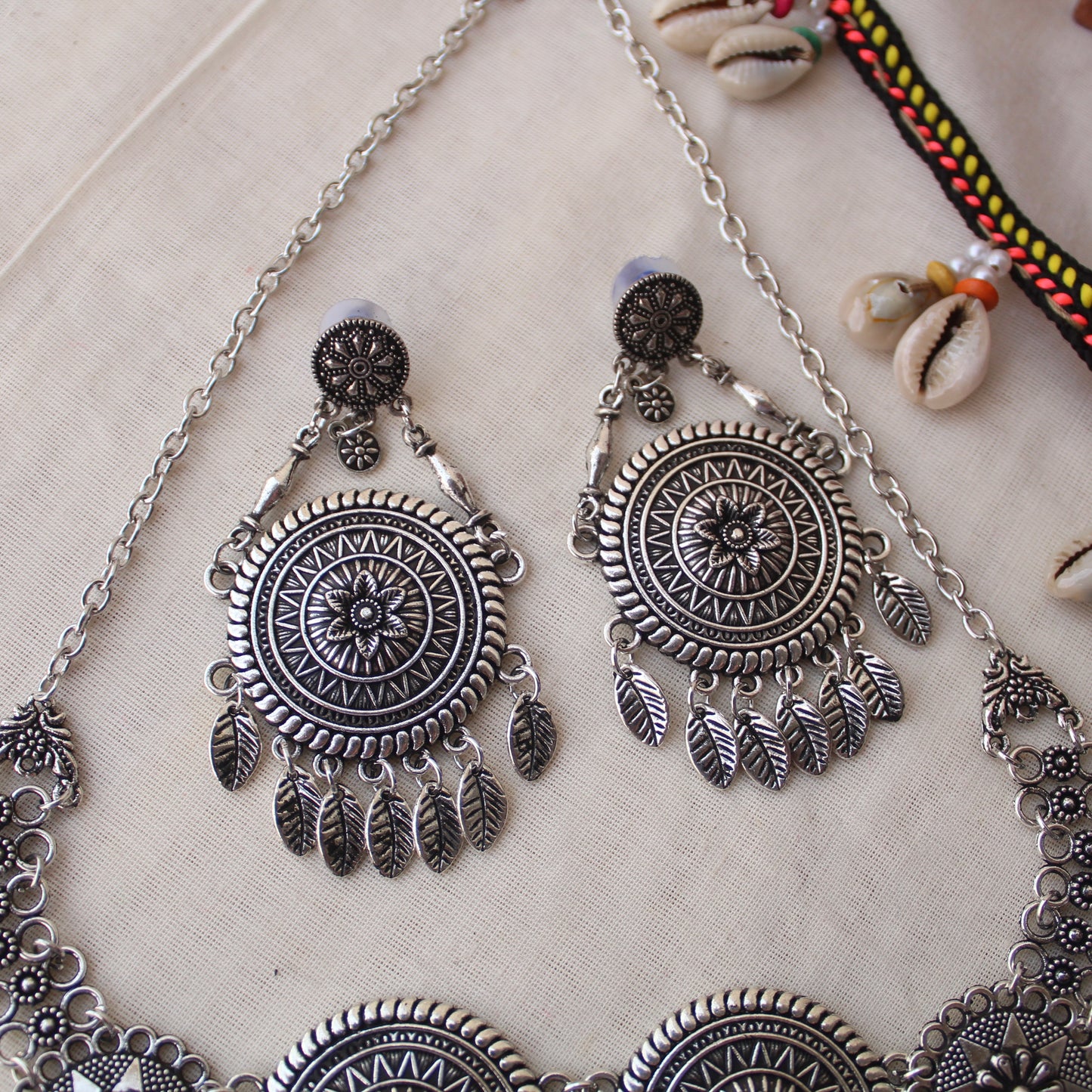 Stunning Design Oxidised Silver Necklace Set