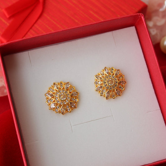 Golden AD Diamonds Studs Earrings