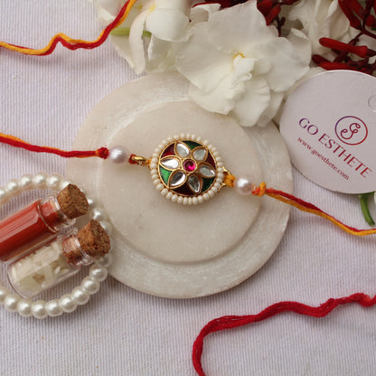 Lovely Kundan & Meena Work Rakhi