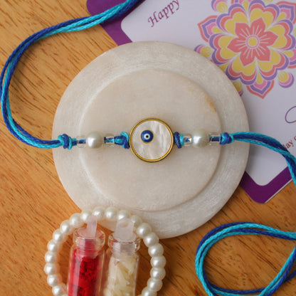 Mother-in-Pearl Evil Eye Charm Rakhi