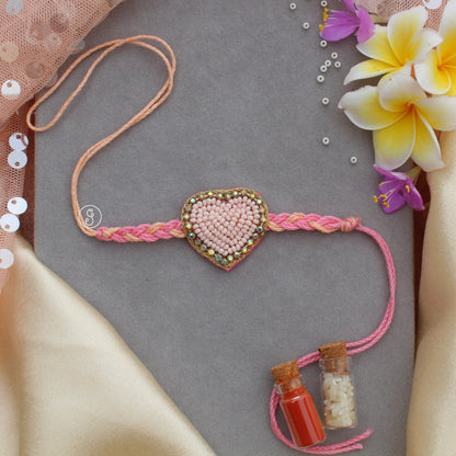 Handcrafted Beaded Heart Rakhi