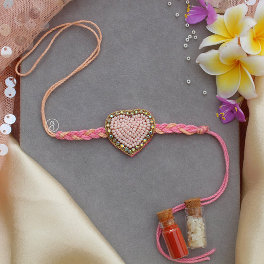 Handcrafted Beaded Heart Rakhi