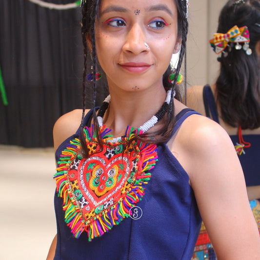 Kutch Embroidered Heart Shaped Necklace Set