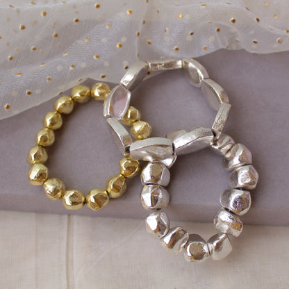 Stunning Stack of 3 Dual Tone Stretchable Bracelets