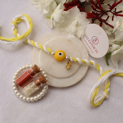 Yellow Evil Eye Protective Rakhi For Brother