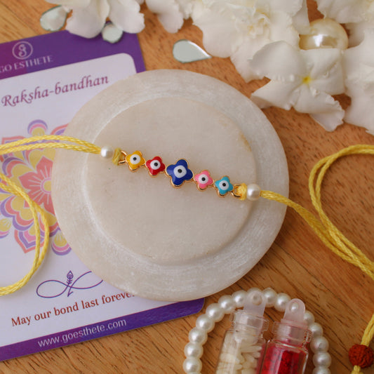 Multicolour & Elegant Evil Eye Pendant Rakhi