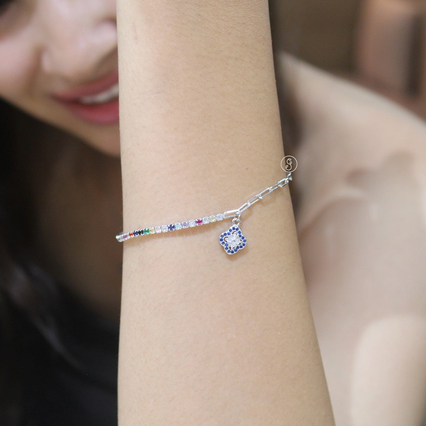 Evil Eye Clover 92.5 Pure Silver Bracelet