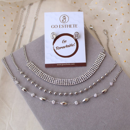 Set of 3 Stylish Chains With Free Pair of Studs