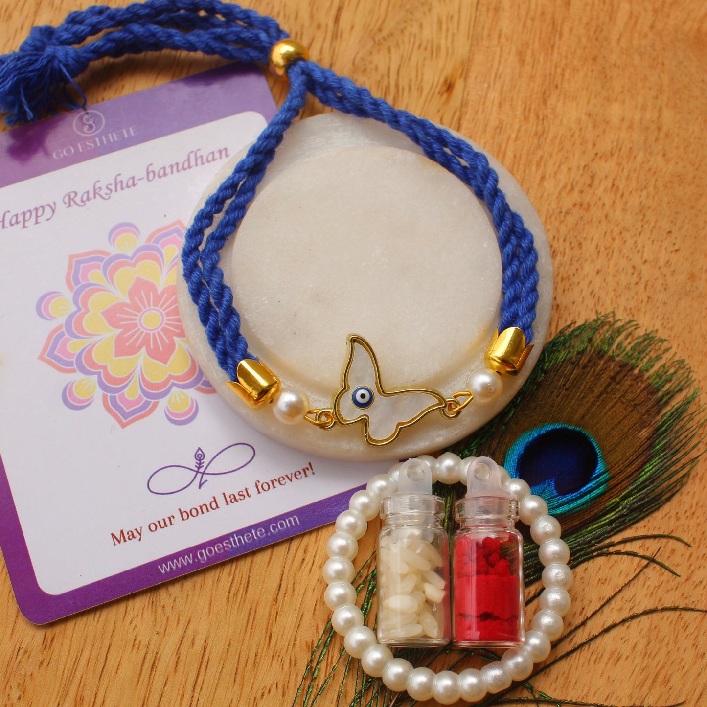 Unique Butterfly & Evil Eye Design Bracelet Rakhi