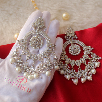 Classic Silver Long Chandbali Earrings