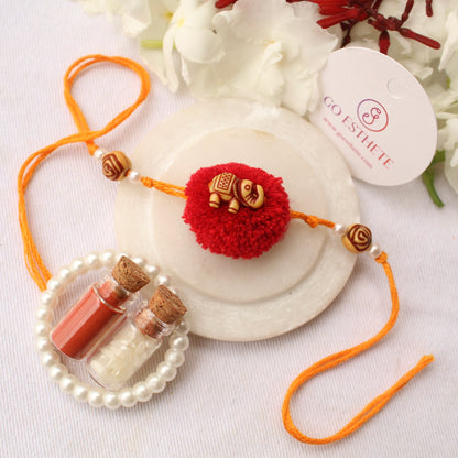 Cute Elephant & Pom-Pom Rakhi