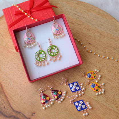 Combo of 5 Mini Meenakari Earrings