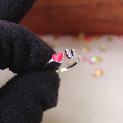 92.5 Pure Silver ‘Love U’ Design Adjustable Ring