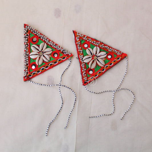 Triangle Shaped Gamthi Shells & Ghungroo Work Hand-Cuffs