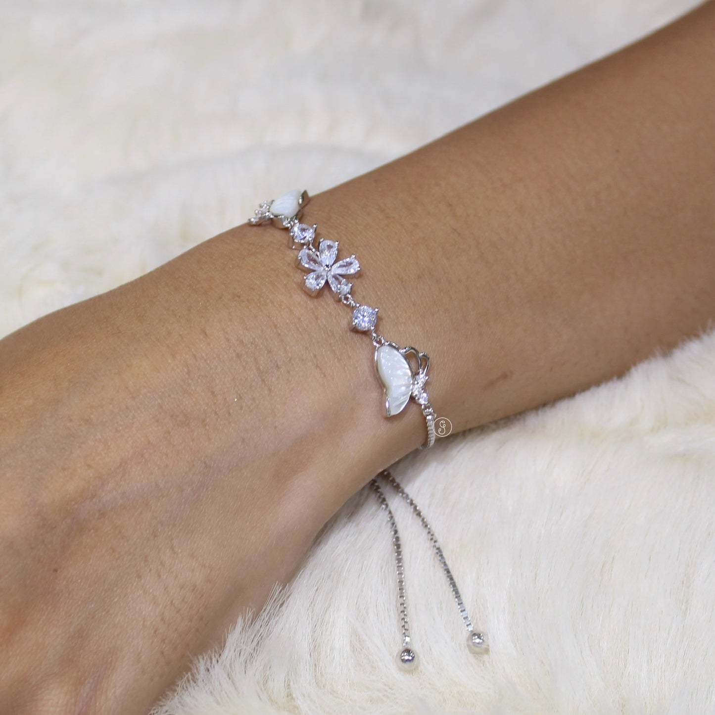 Butterfly Bloom 92.5 Pure Silver Adjustable Bracelet