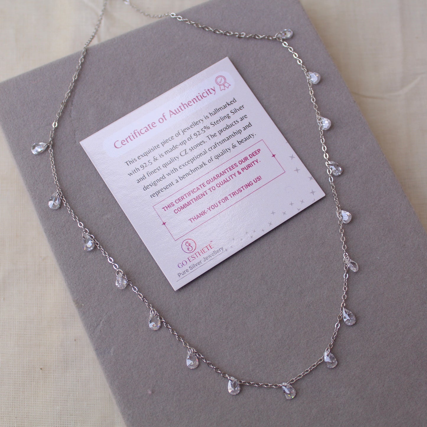 92.5 Sterling Silver Chain With Diamond Charms