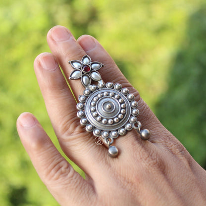 Beautiful Oxidised Silver Adjustable Ring