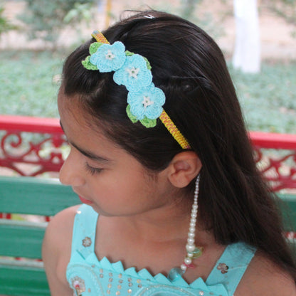 Handcrafted Crochet Flower Hairband with Pearl Hangings