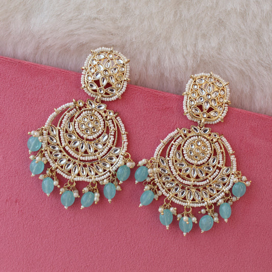 Pretty Aqua Blue Chandbali Earrings