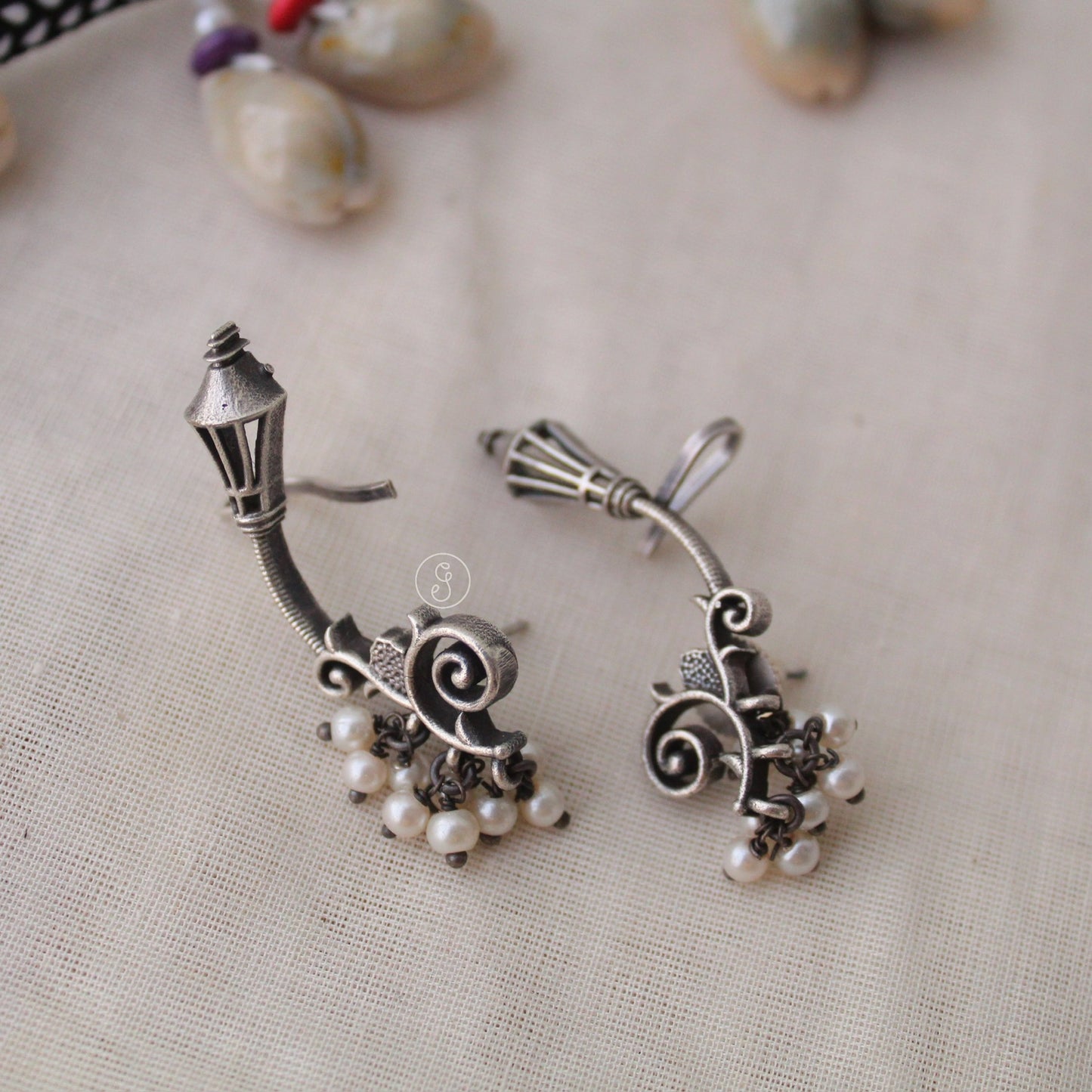 Classic Pair Of Oxidised Silver Ear-cuff Earrings