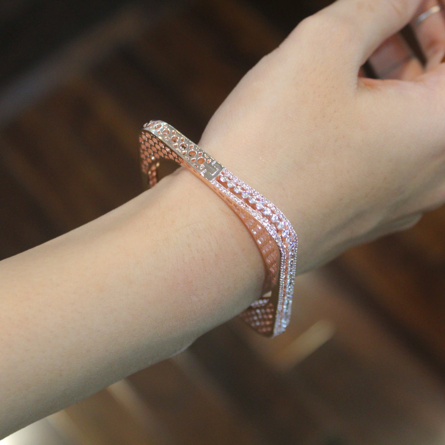 Real Lookalike Rose Gold Square Shaped Bracelet