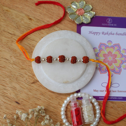 Sterling Silver Beads & Rudraksh Rakhi