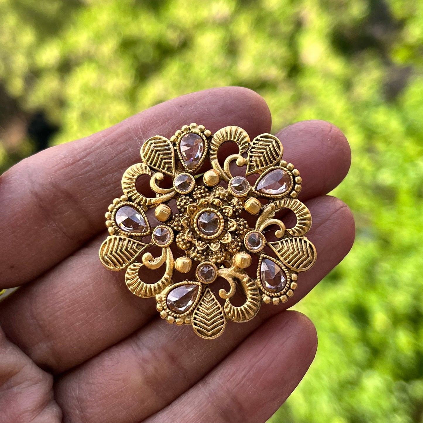 Large Size Golden Ethnic Ring