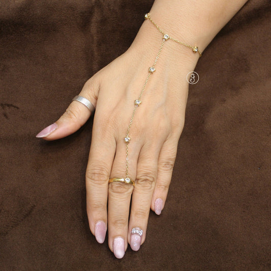 Anti-Tarnish Bracelet with Attached Adjustable Ring