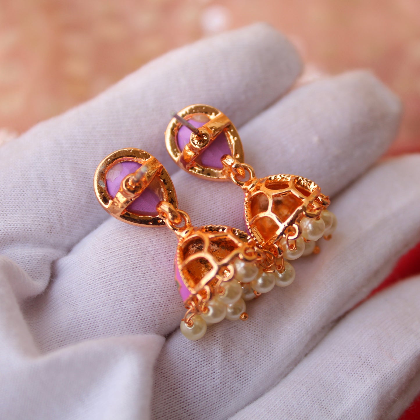 Purple and Maroon Jhumki Earrings