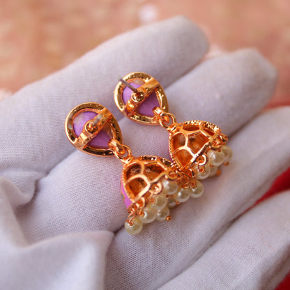 Purple and Maroon Jhumki Earrings