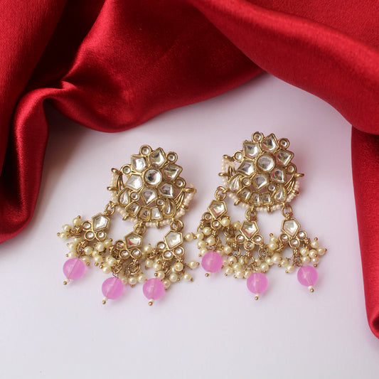 Lovely Lavender Ethnic Kundan Earrings