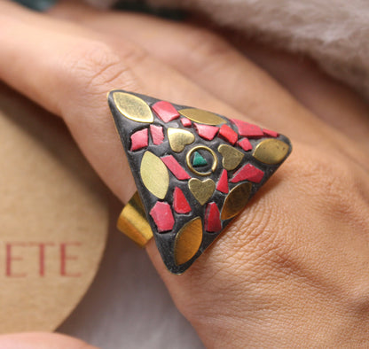 Stunning Triangle Shaped Adjustable Ring