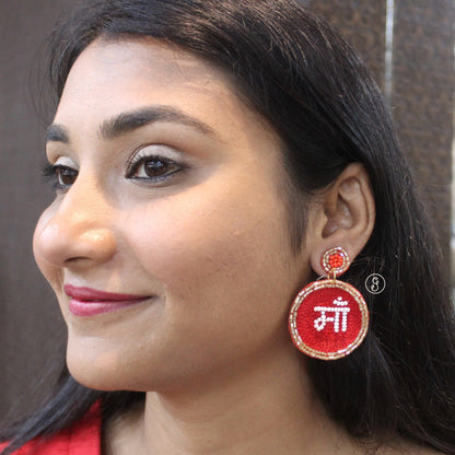 Divine Handcrafted Beaded “Maa” Earrings