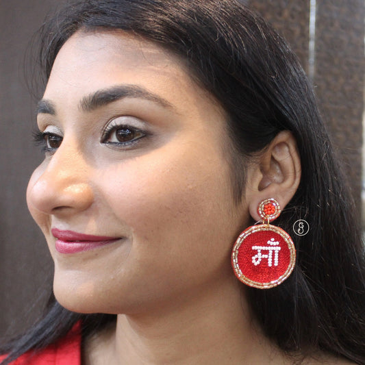 Divine Handcrafted Beaded “Maa” Earrings