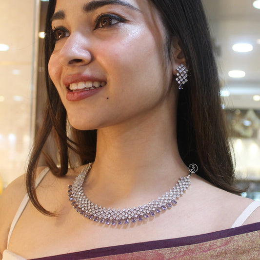 Lavender CZ Diamond Necklace Set