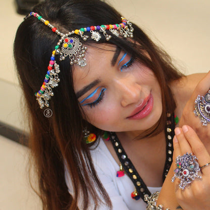 Colourful Beads & Charms Work Maang Tika