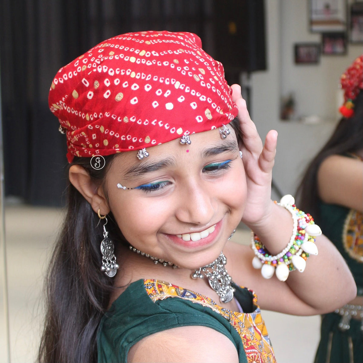 Red Bandhani Festive Kids Bandana (upto 8 yrs)