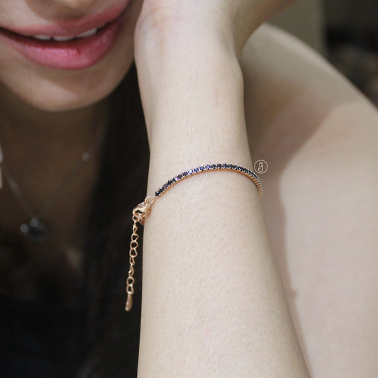 92.5 Sterling Silver Midnight Sparkle CZ Bracelet