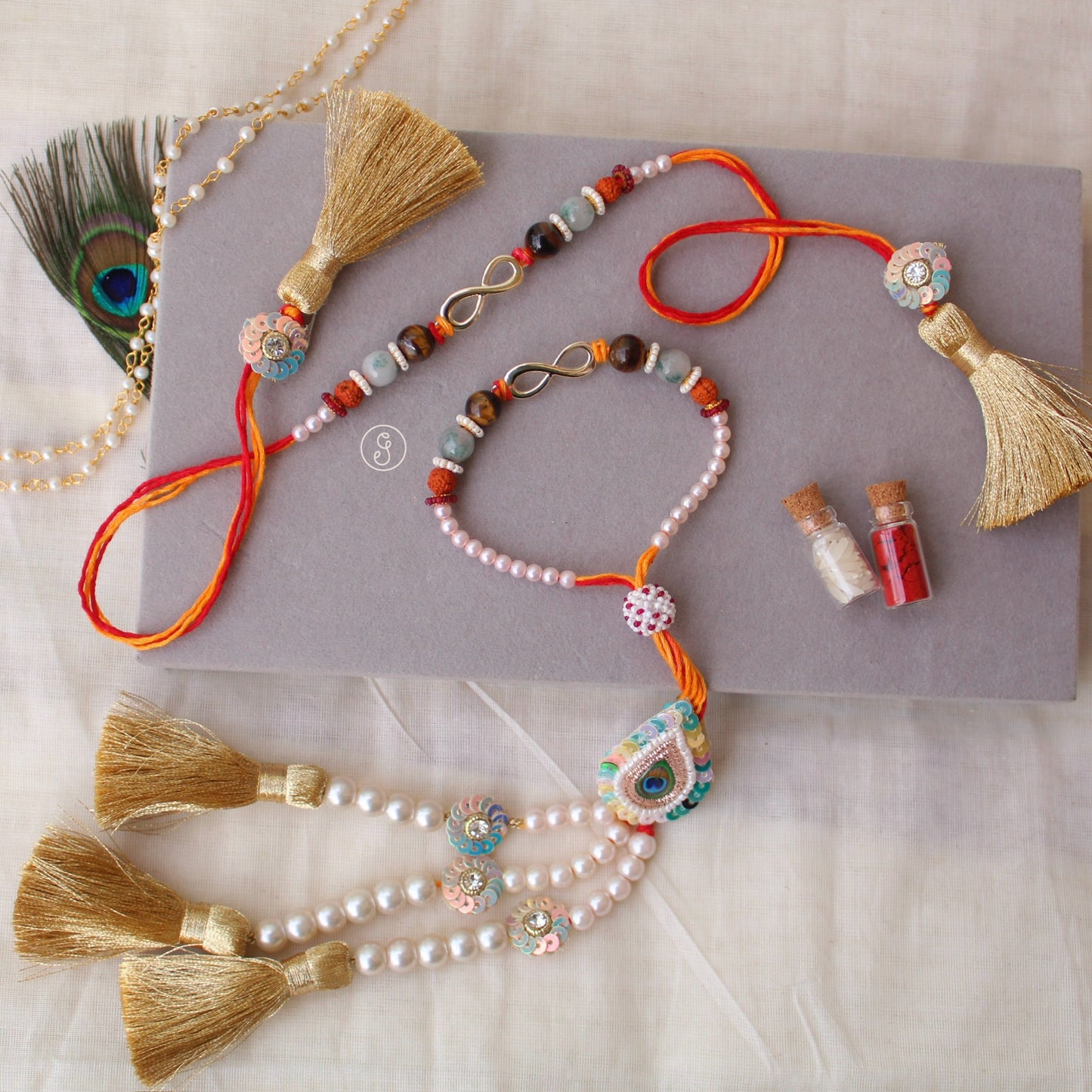 Classic Indo-Western Rakhi Pair For Bhai-Bhabhi