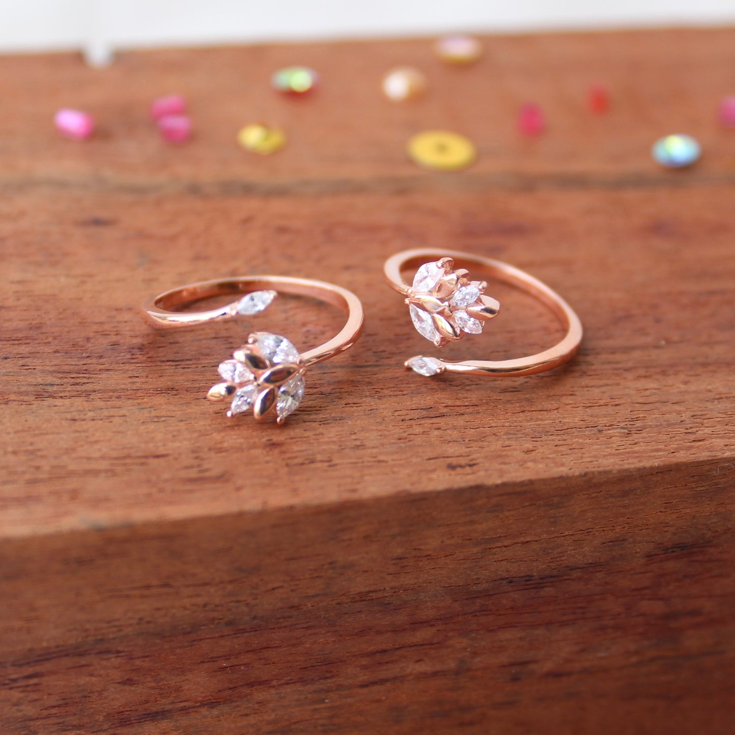 92.5 Sterling Silver Rose Gold Toe Cum Finger Rings