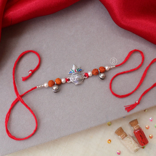 Kalash Rudraksha Rakhi with Red Thread