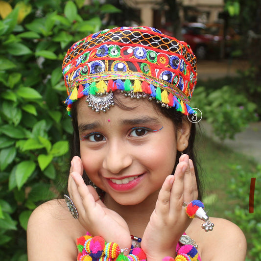 Colourful Embroidered Gujarati Topi/Cap