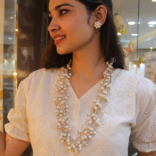 Exclusive Jute & Pearls Multi-Layered Necklace Set