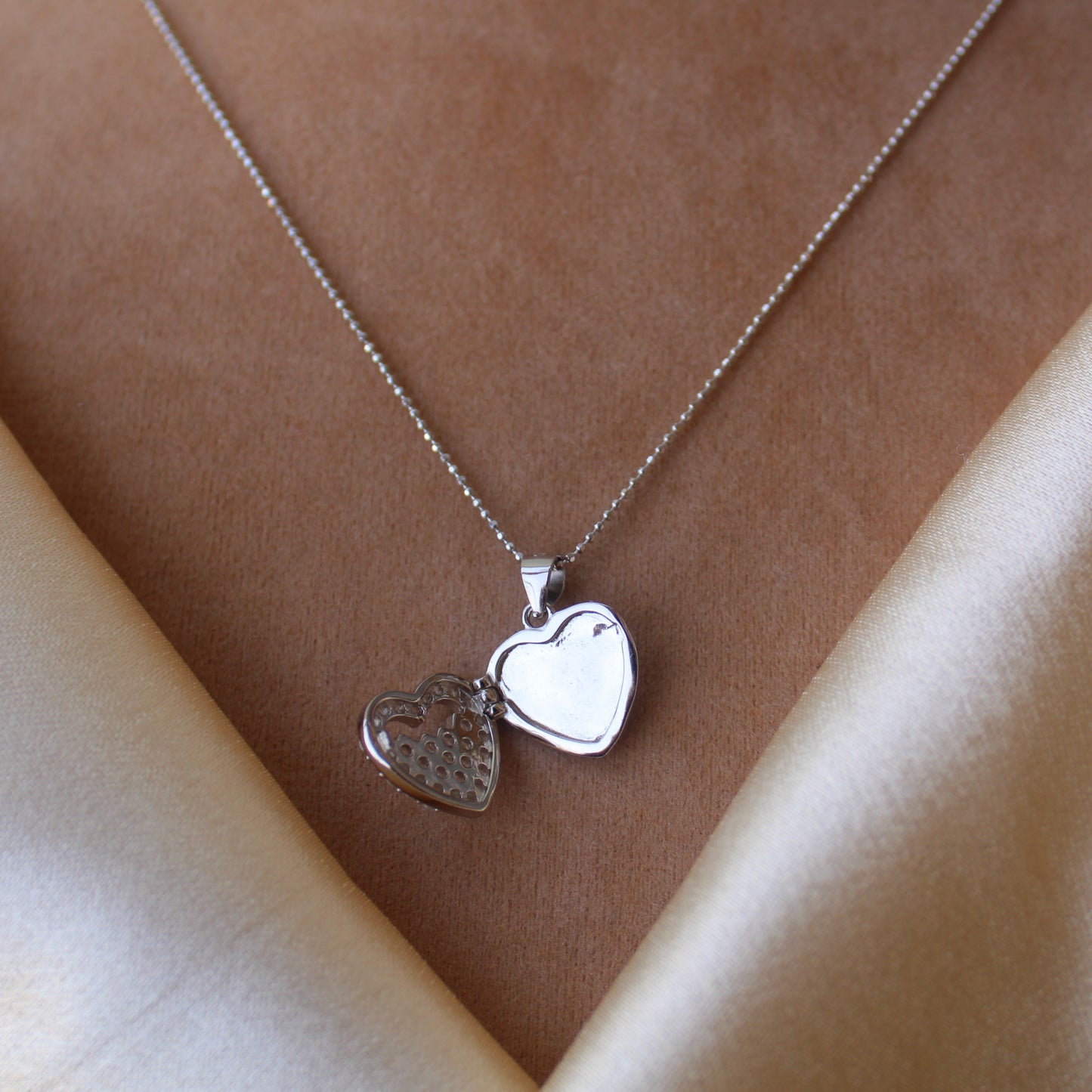 92.5 Pure Silver Chain With Secret Heart Pendant
