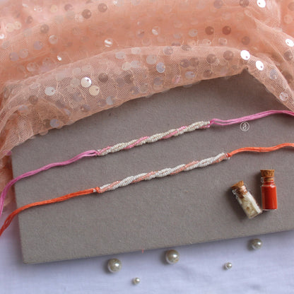 Set of 2 Elegant Rakhis (Peach & Lavender)