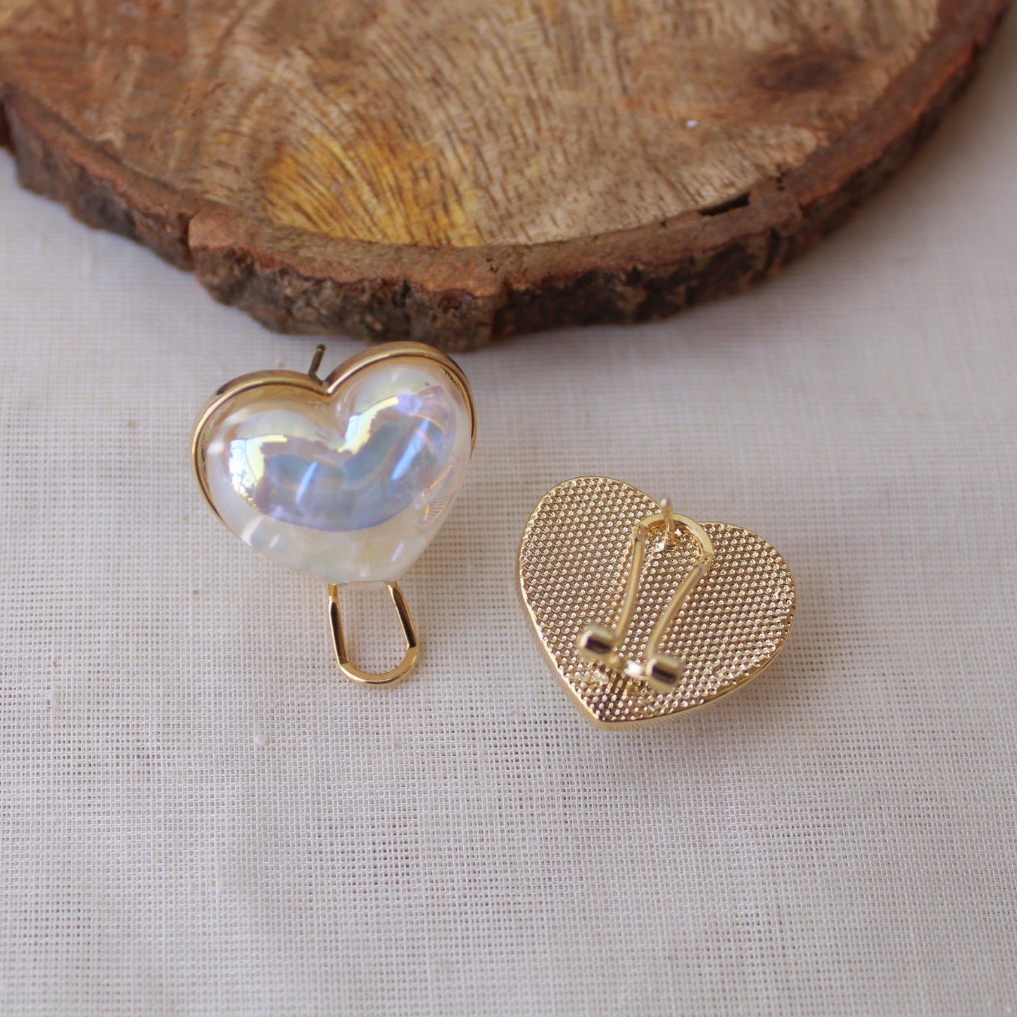 Rainbow Shine Heart Design Stud Earrings