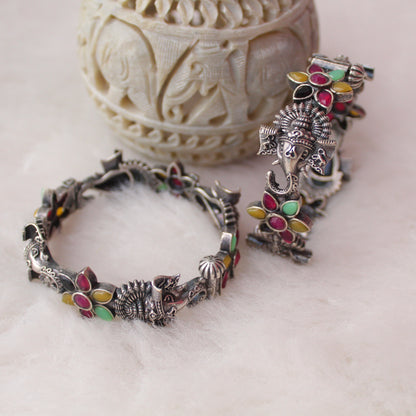 Divine Lord Ganesha Design Multi Colour Bracelet Pair