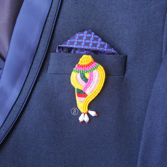 Handcrafted Shankh Design Beaded Wedding Brooch Pin