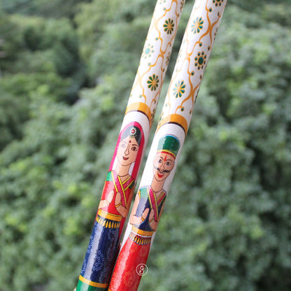 Wooden Dandiya Sticks Coated With Printed Design