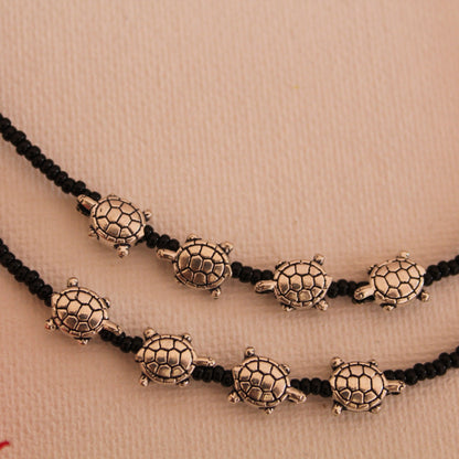 Turtle Charms Elegant Pair of Nazariya Anklets